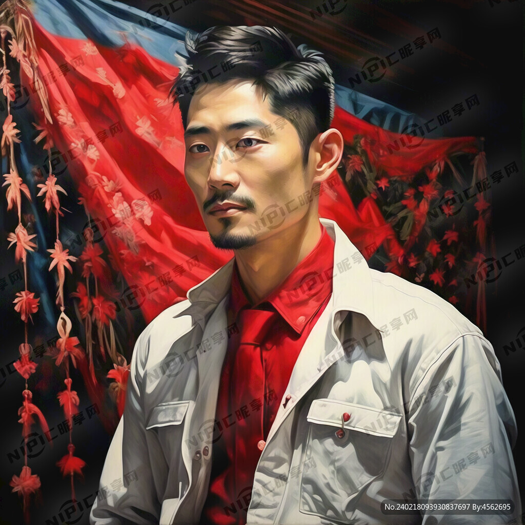 男士 先进事迹 红背景