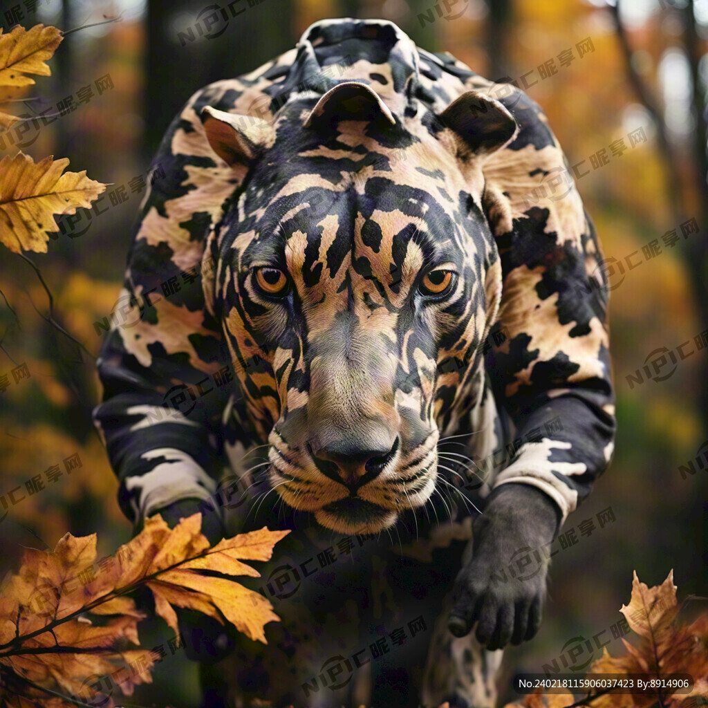 狩猎迷彩 树木 落叶 棕色