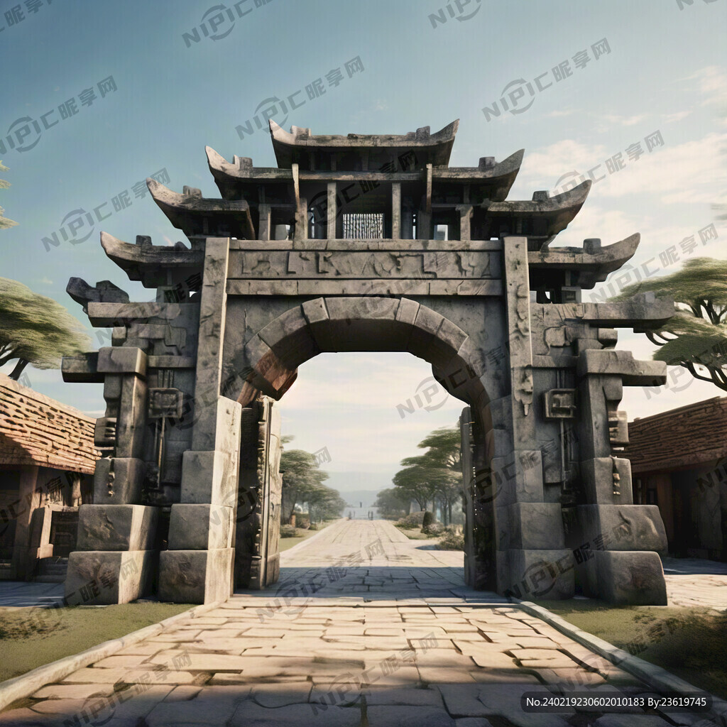 战国时期风格的景区大门