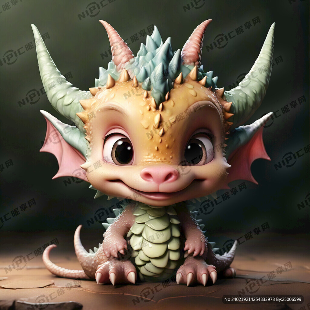 带角 卡通 龙宝宝 简单