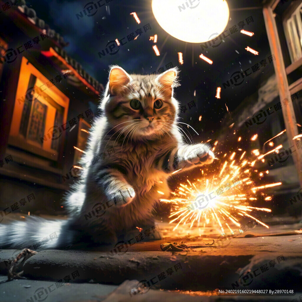 一只猫被小孩鞭炮炸