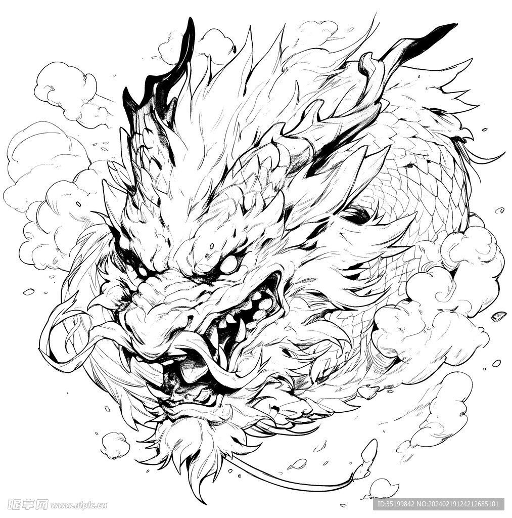 龙线稿