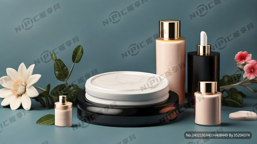 高级简约护肤品3D背景设计图
