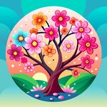 简洁的彩色节日素材樱花