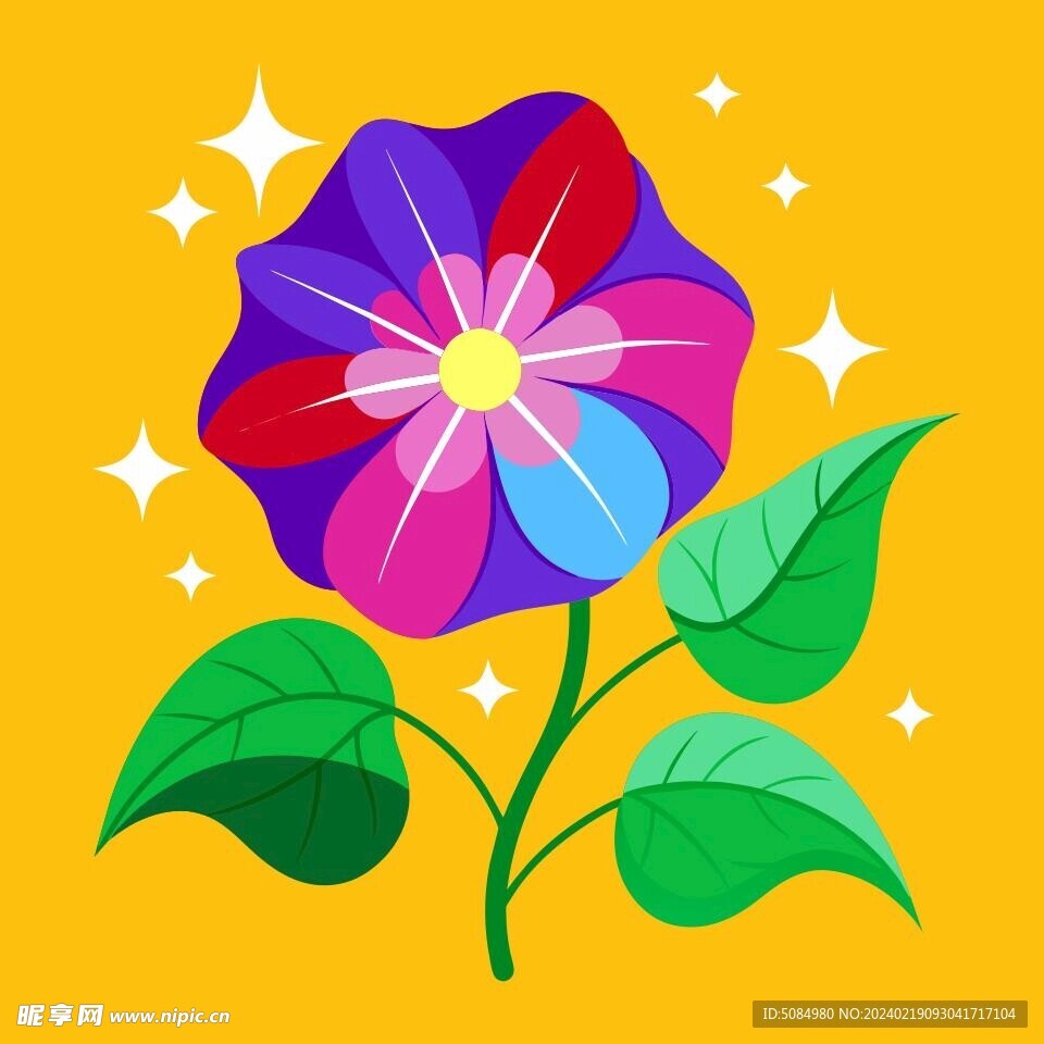 简洁的彩色节日素材牵牛花