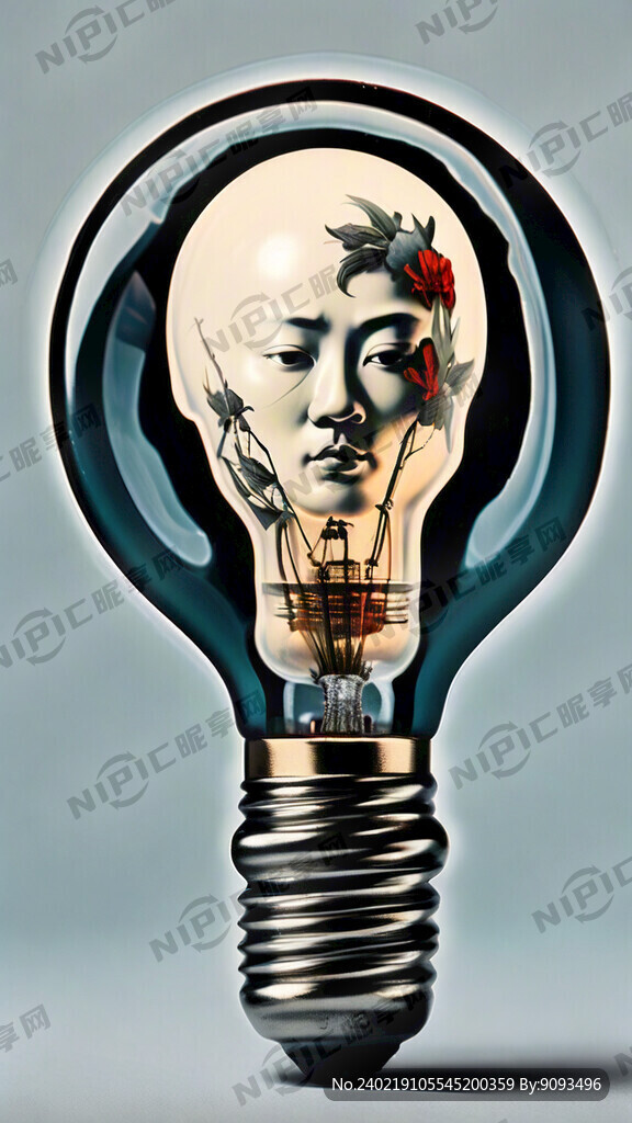 插画人物 灯泡 企业图标