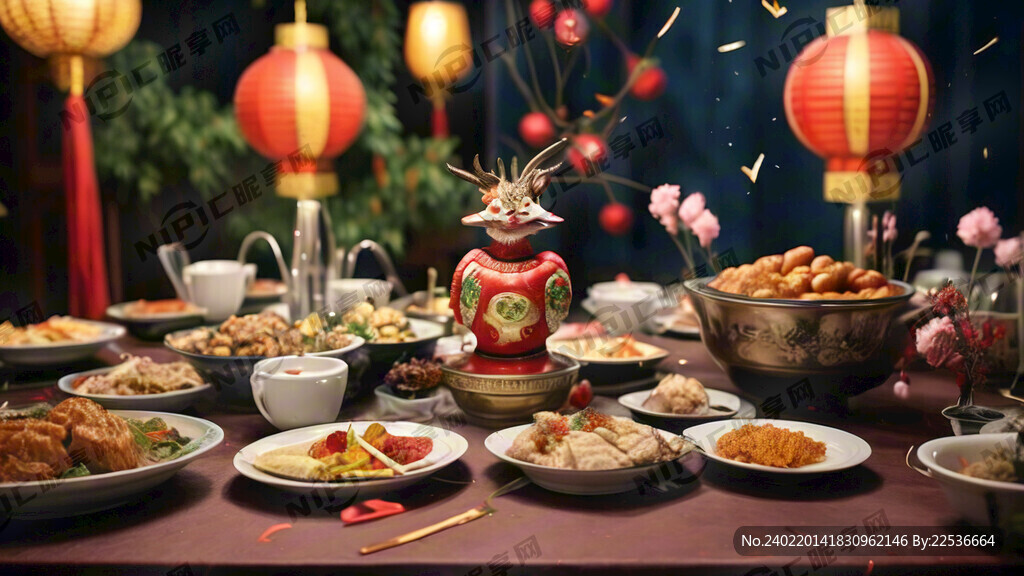 AI创作图新春晚宴的迎新背景nipic.com-昵图网