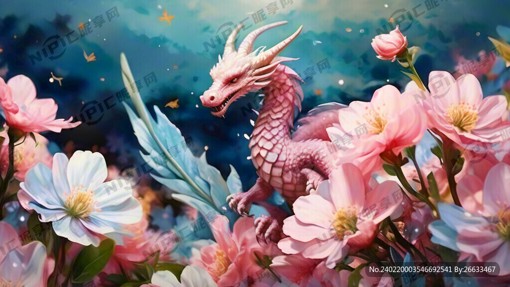 季节春天 花丛里飞出一条龙