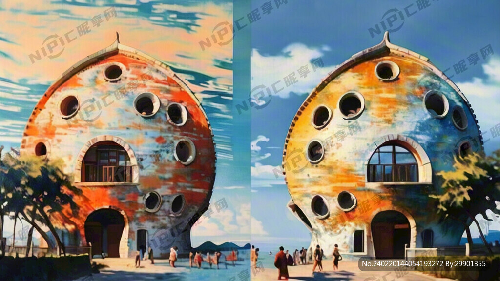 手绘珠海日月贝建筑