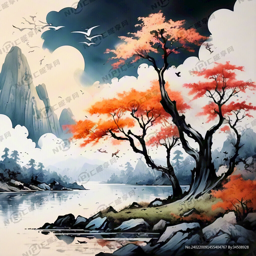 风景 简单 好看 简笔画 色彩