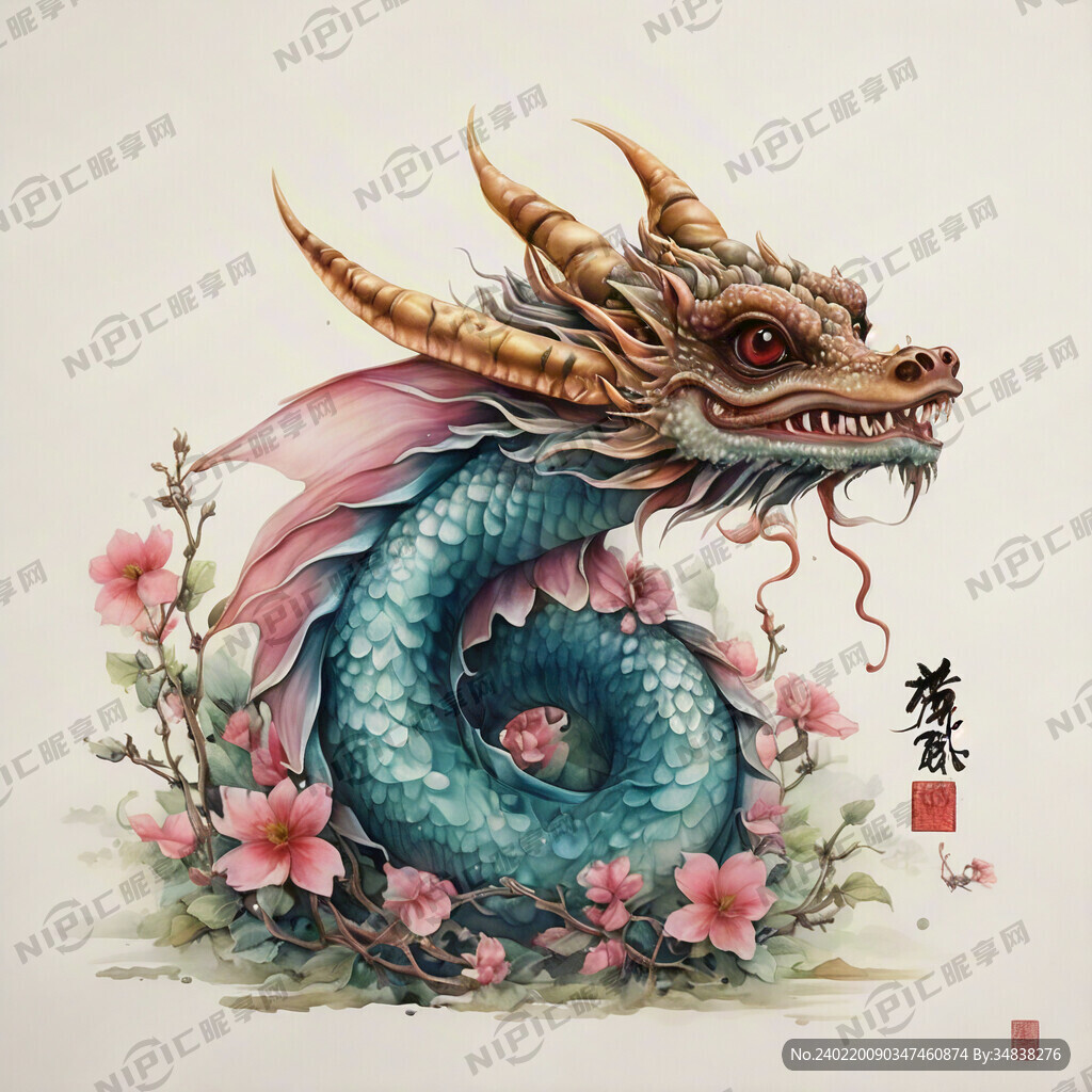透明水龙 中国风 无背景