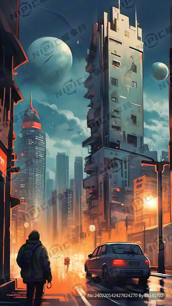 城市素描 创意构图 线稿