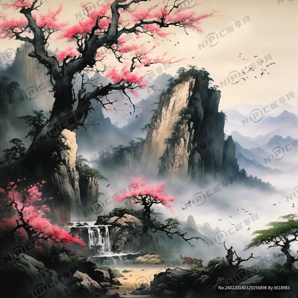 山谷 中国风 中国画 山水