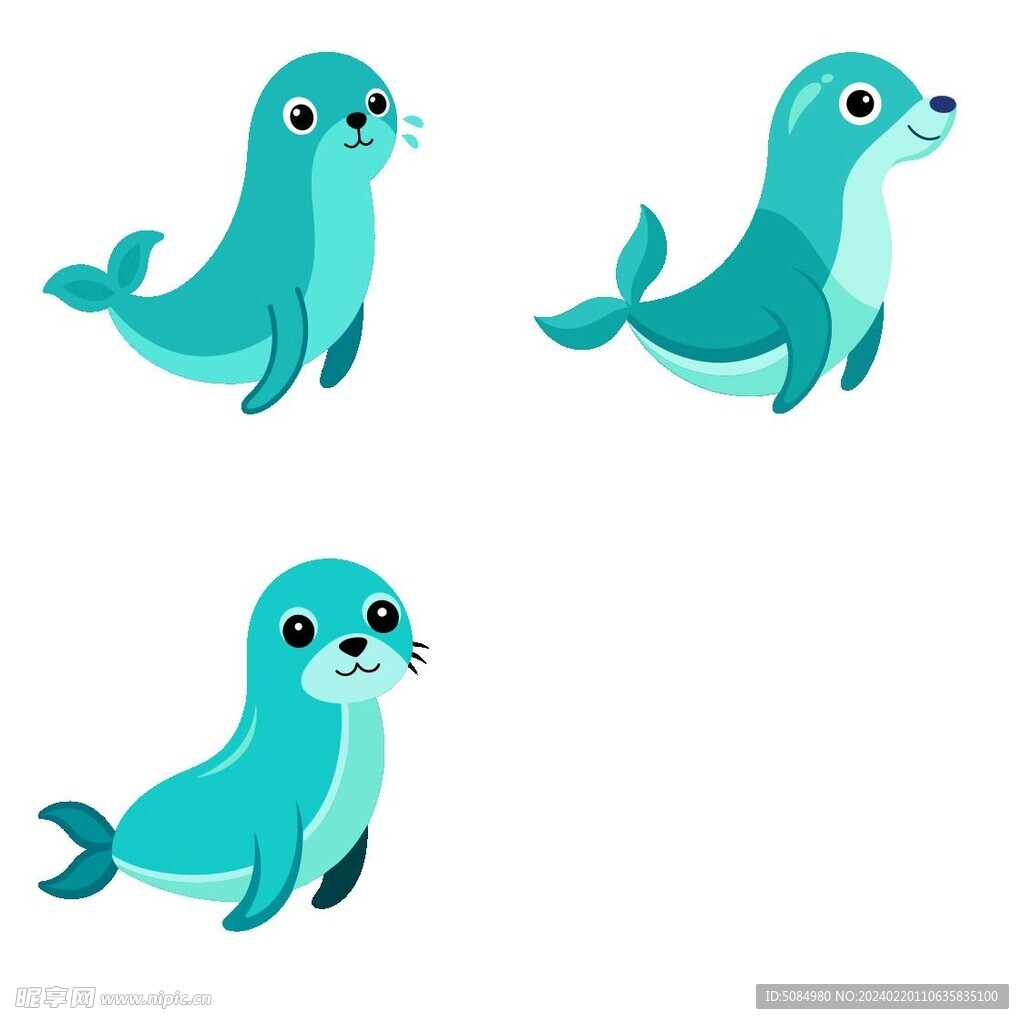 极简主义的卡哇伊风格的海狮组图