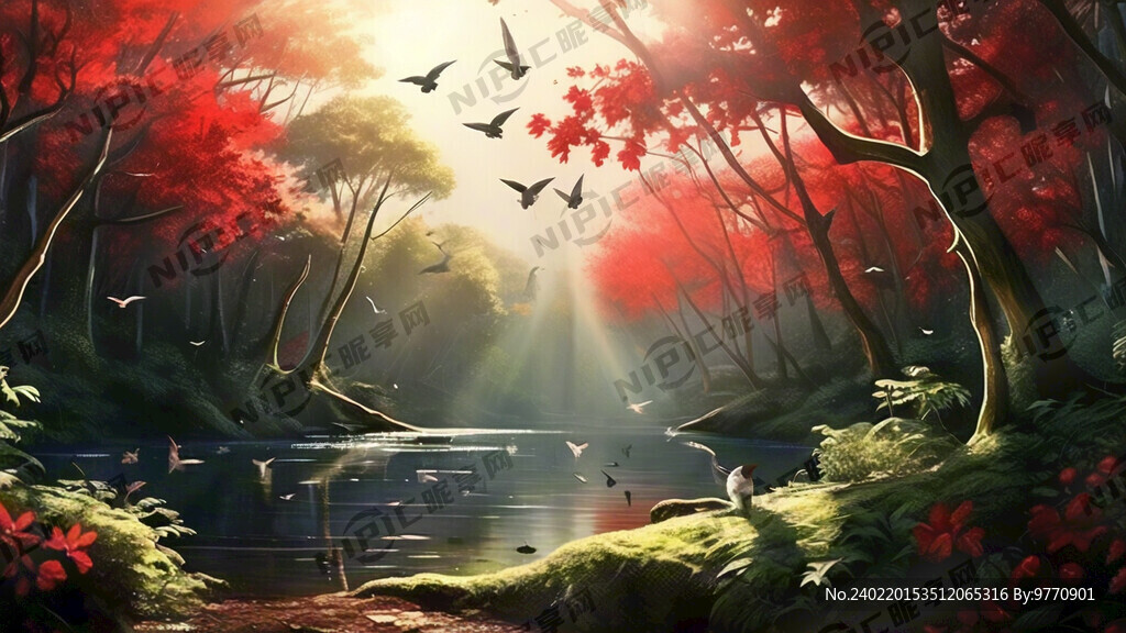 森林 阳光  燕子  