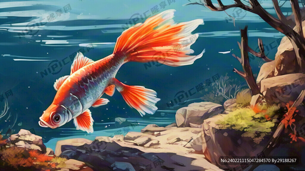 画一条镜泊湖的大白鱼 正侧面