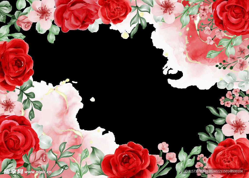 唯美情人节玫瑰鲜花边框