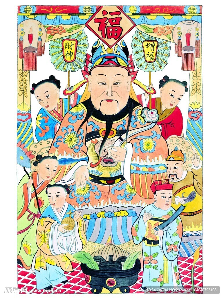 传统版画财神画像