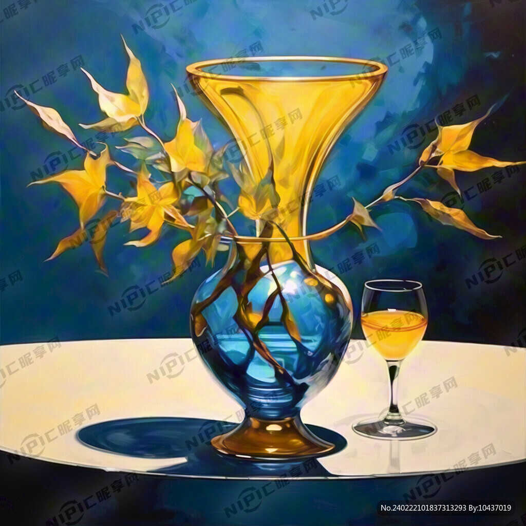 抽象  酒杯  花瓶   蓝色