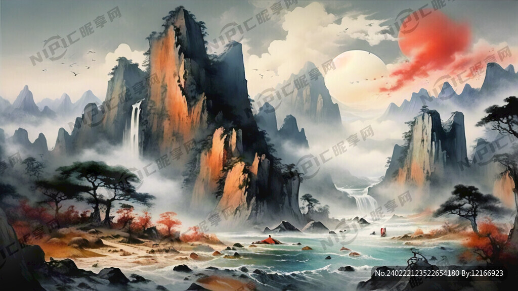 中国画 山水 大气磅薄