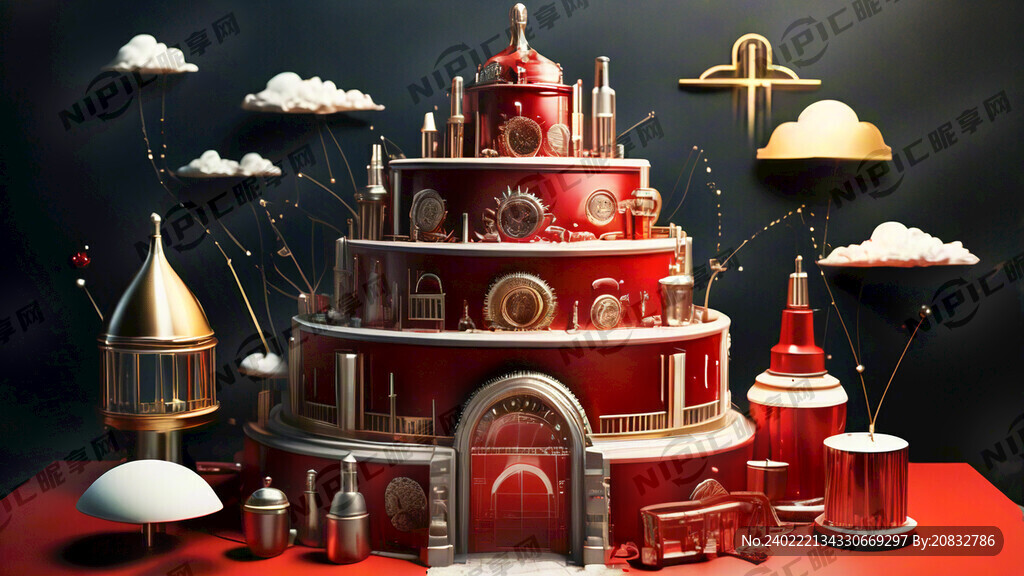 红色和金色分层图