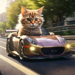 梨花猫开跑车，在城市道路开的飞快。