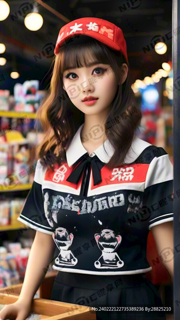 在抓娃娃店身穿嗨玩儿娃娃派对标