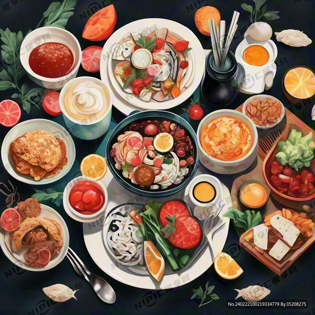 餐饮拼色海报清新自然
