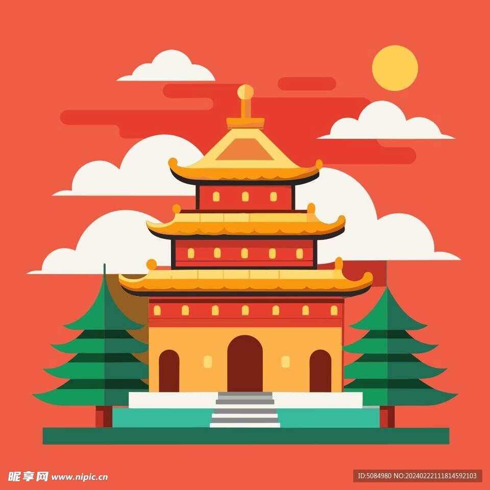 中国风古建筑插图