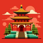 中国风古建筑插图
