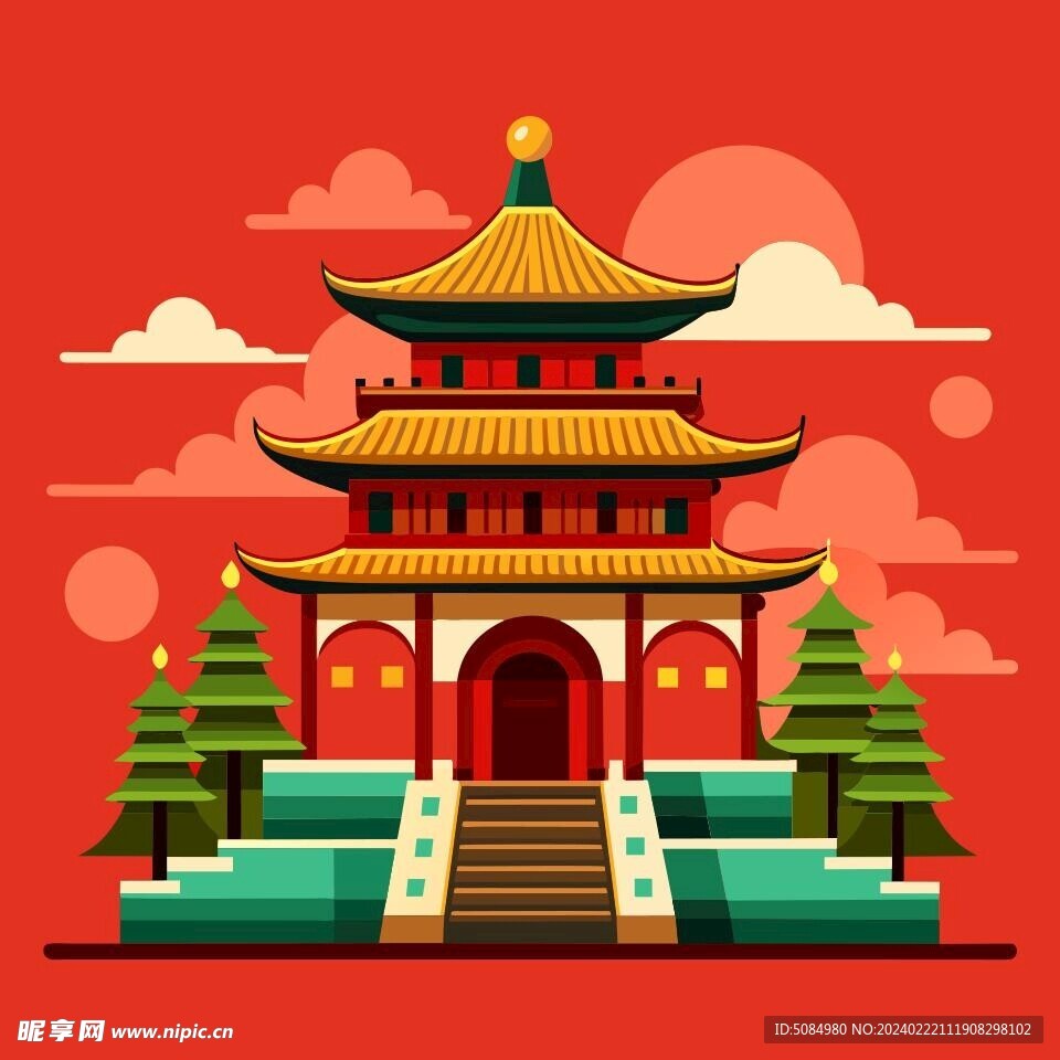 中国风古建筑插图