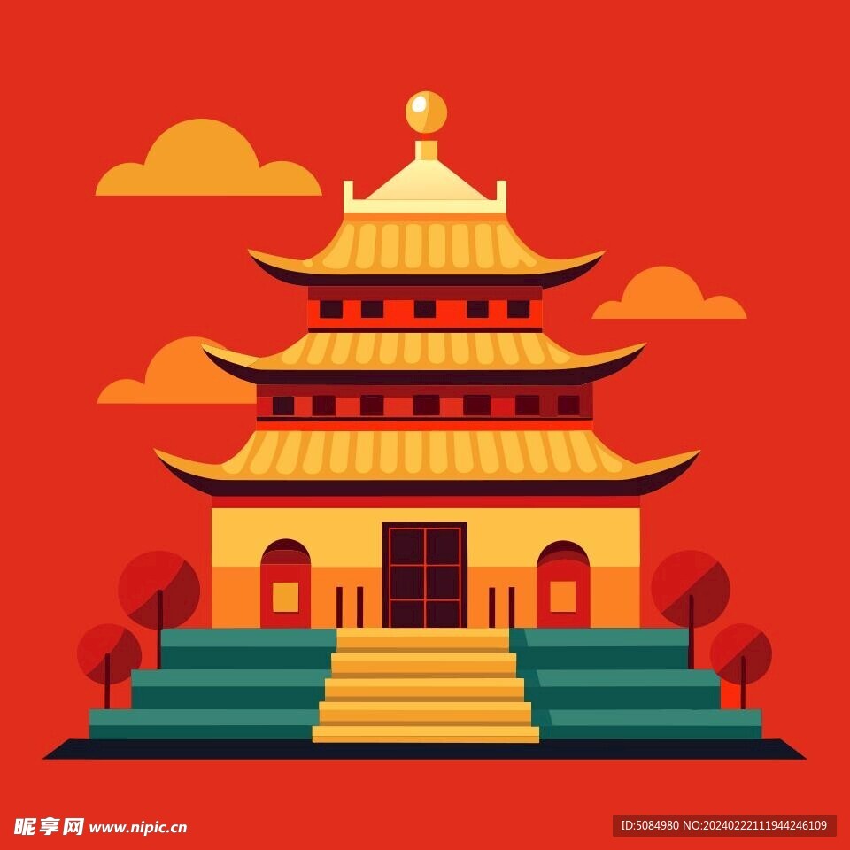 中国风古建筑插图