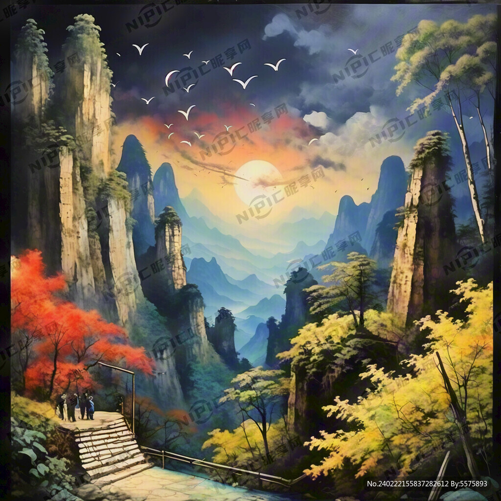 类似张家界风景画