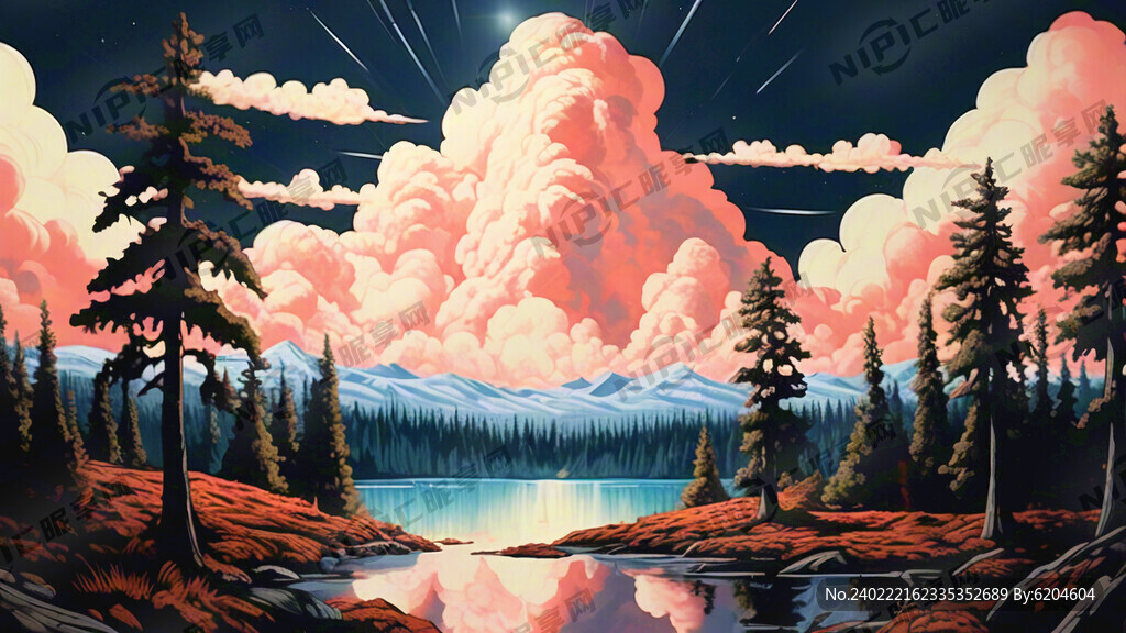 浅色天空 山林 防火 简笔画