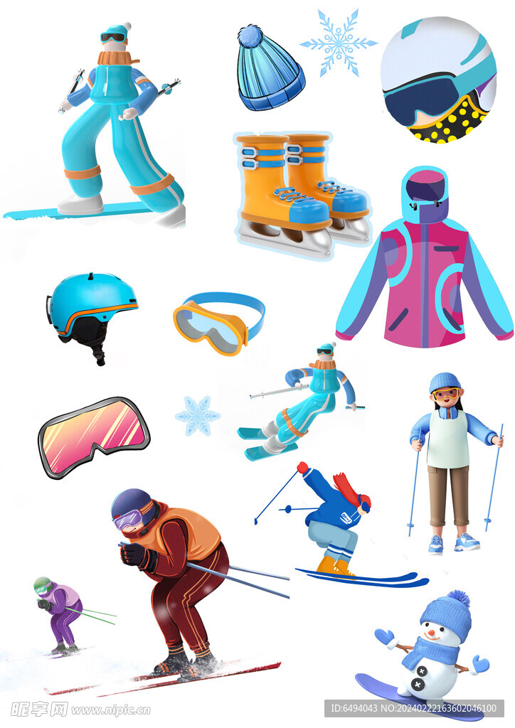 滑雪装备冬季运动会素材大合集