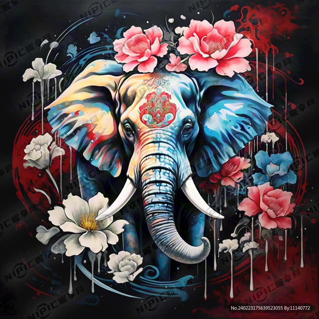 动物与中国传统的象纹祥云纹结合