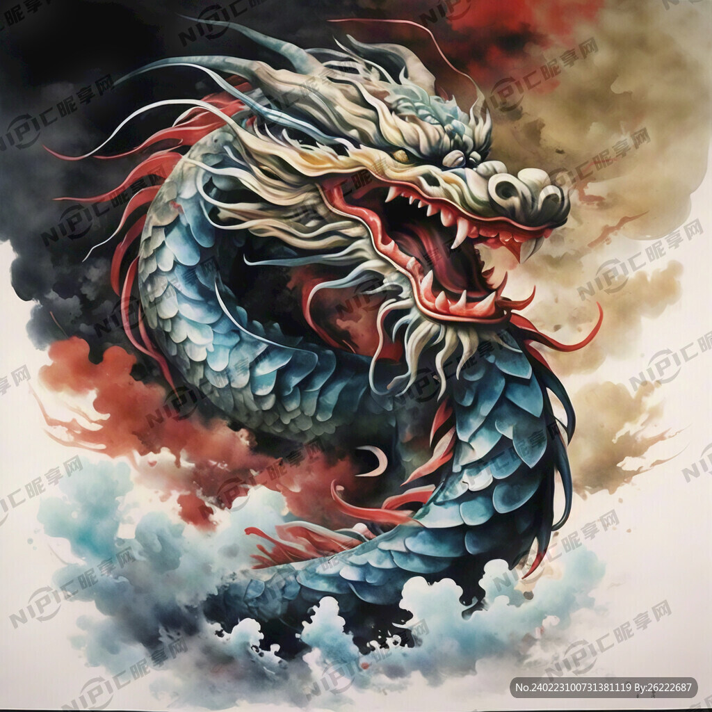腾飞云上的中国应龙