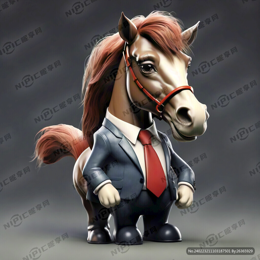 强装马 西装 卡通 矢量