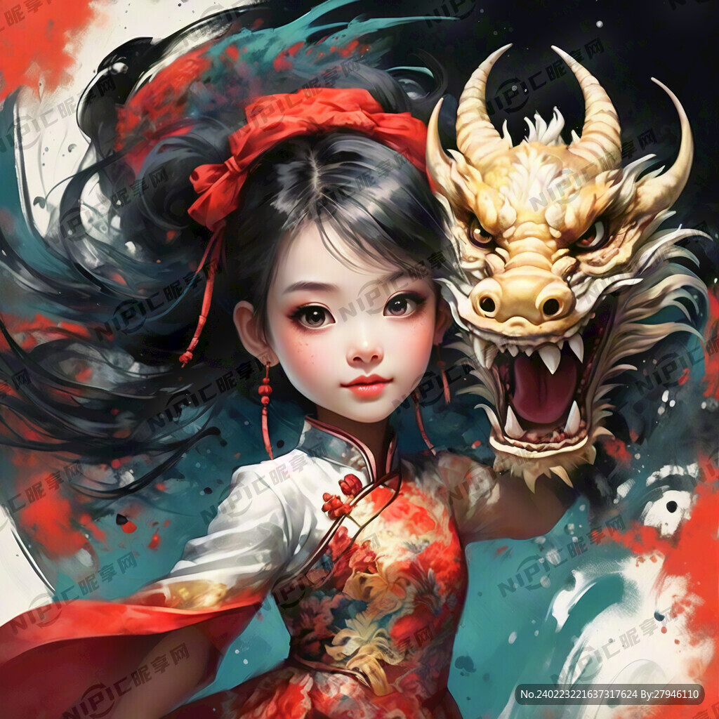 插画 一条生龙活虎的龙 舞龙