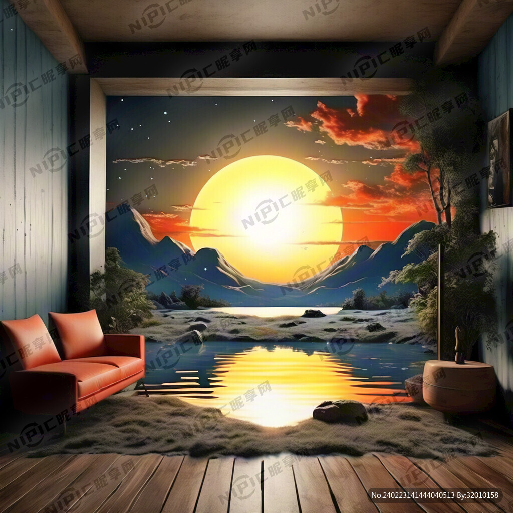 高清日出3D背景画