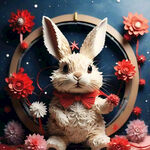 衍纸艺术，生日，可爱兔子，唯美红色，航天，高清，创意构图