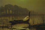 夏洛特夫人湖畔木舟风景画
