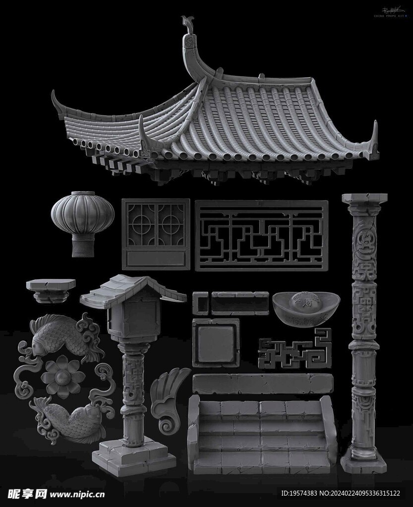 C4D模型 庙宇