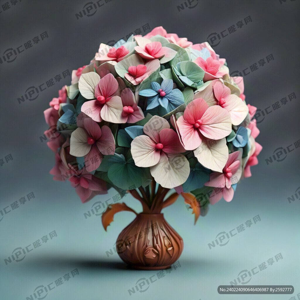 卡通绣球花形象设计