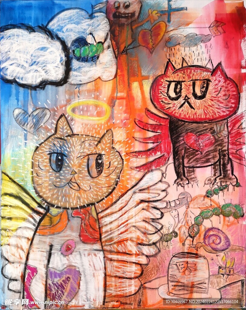 手绘涂鸦画猫
