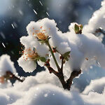 雪中樱桃花