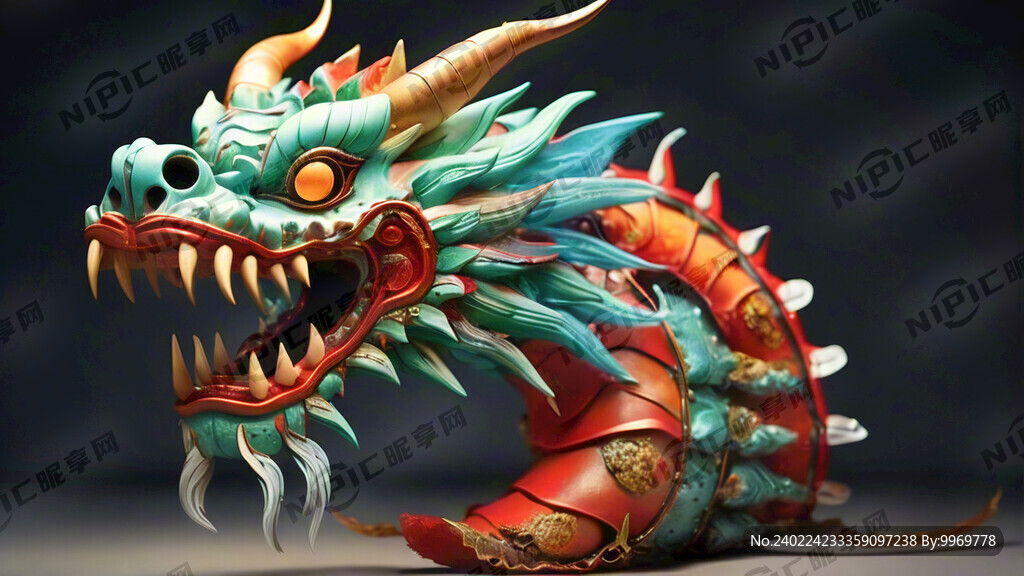 春节龙灯龙头 侧视图