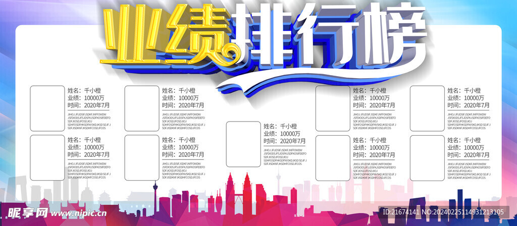 业绩排行榜