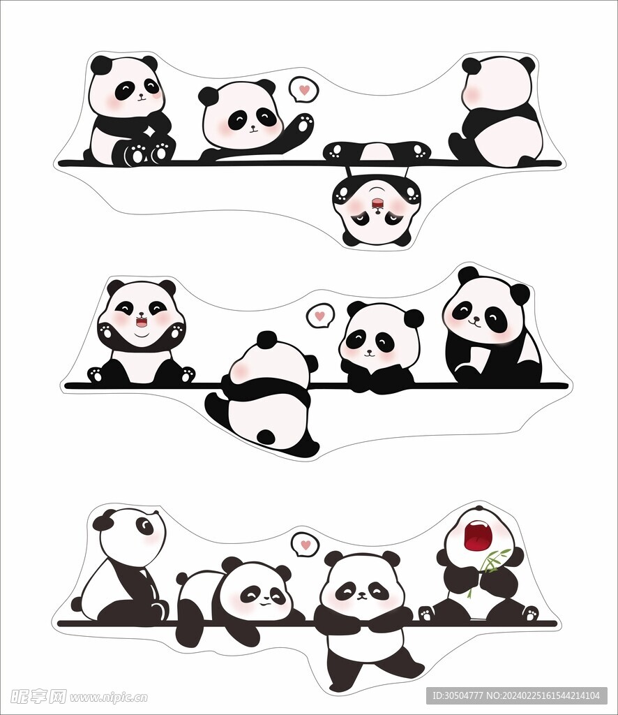 卡通熊猫贴纸