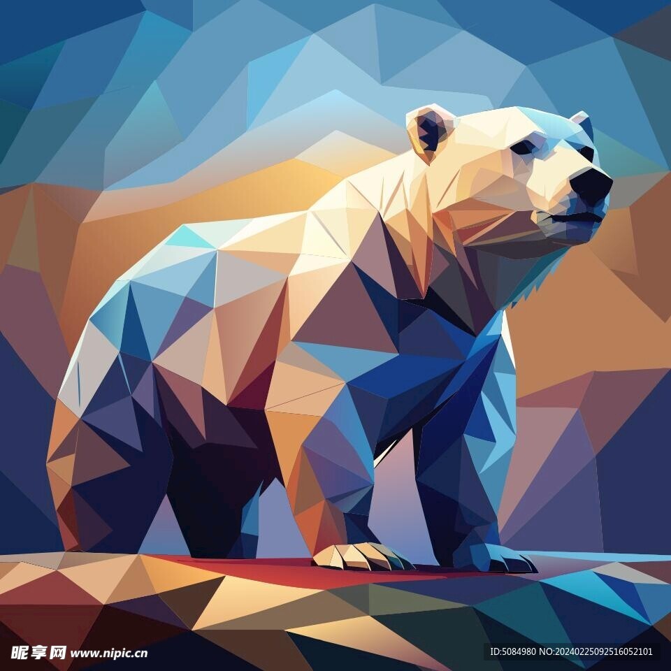 赛博风格的极地熊